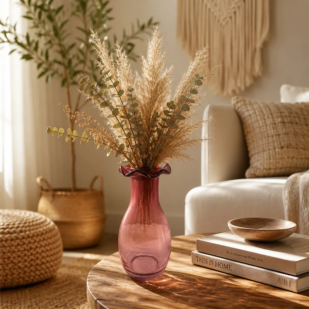 FOLEYWELL PINK GLASS VASE 7 (IN)