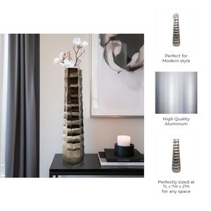 27" TERINI LARGE METAL VASE, SILVER 10