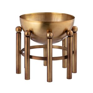 Piston Footed Planter - Small Aged Brass 1