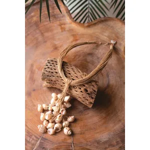 Multi-Layered Natural Jute with Shell Cluster Necklace 1