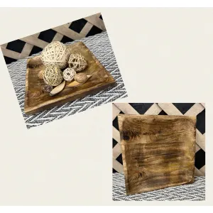 Dark Wood Square Tray 10x10x1.5in 3