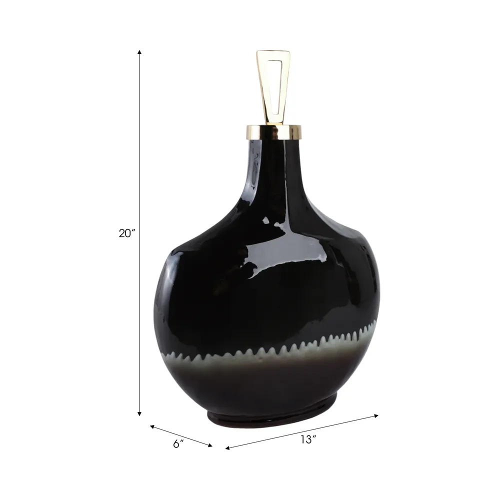 ELMONTGROVE BLACK GLASS VASE 20 (IN)