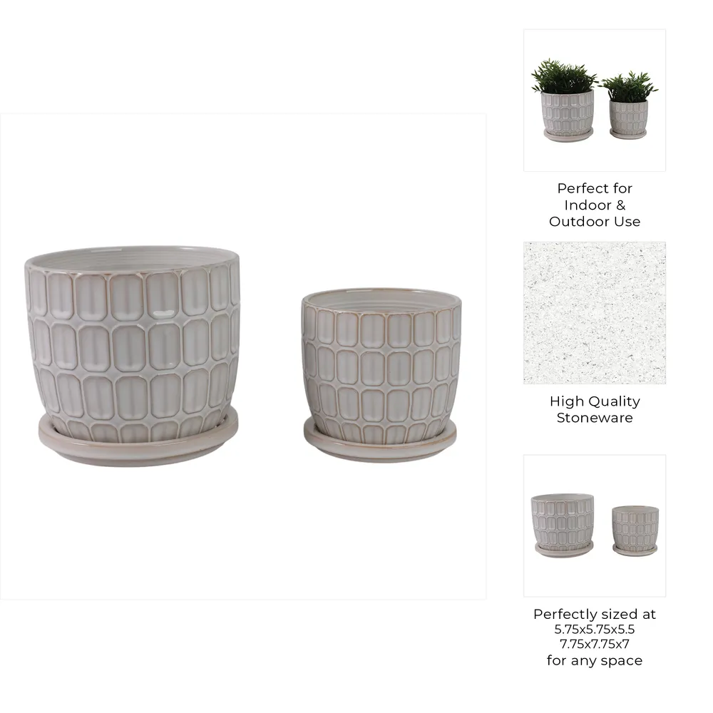 LEONAHAM SET OF 2 WHITE PLANTER 7 (IN)