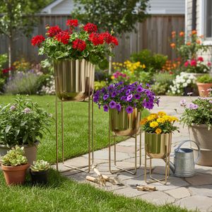 ANSELBEACH SET OF 3 GOLD PLANTER 27 (IN) 12