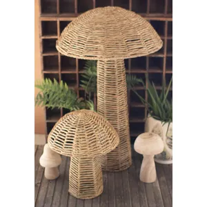 Set of 4 Woven Seagrass Mushrooms 3