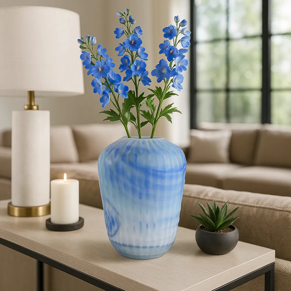 KIRBYWAY BLUE GLASS VASE 14 (IN)