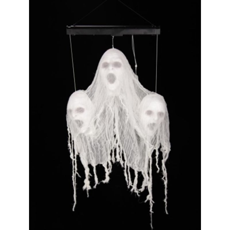Animated Floating Trio of Ghost Skulls