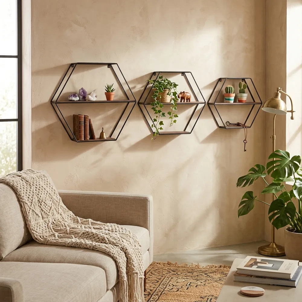 KEATONWOOD SET OF 3 BLACK WALL SHELF 22 (IN)