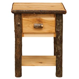 Hickory Log One Drawer End Table with Shelf - Cognac 4