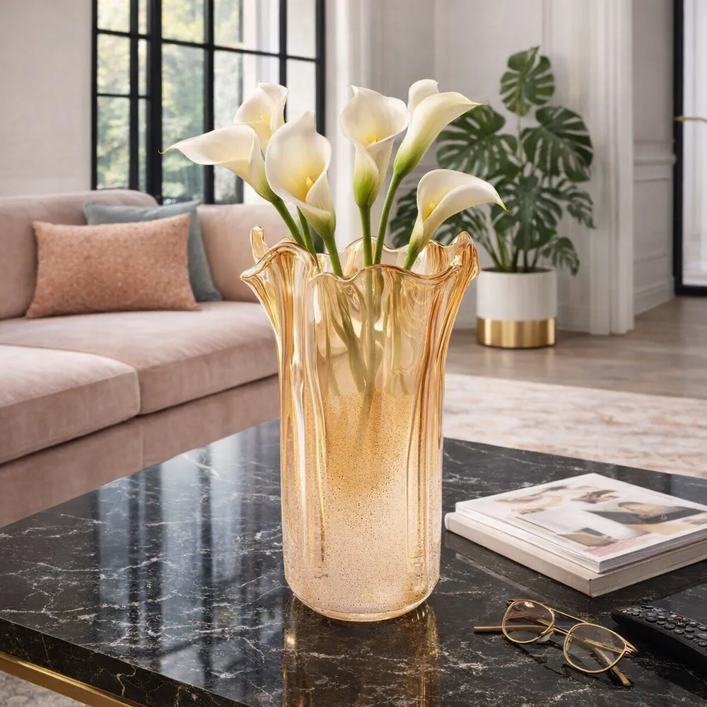DAXTONROSE TAN GLASS VASE 13 (IN)