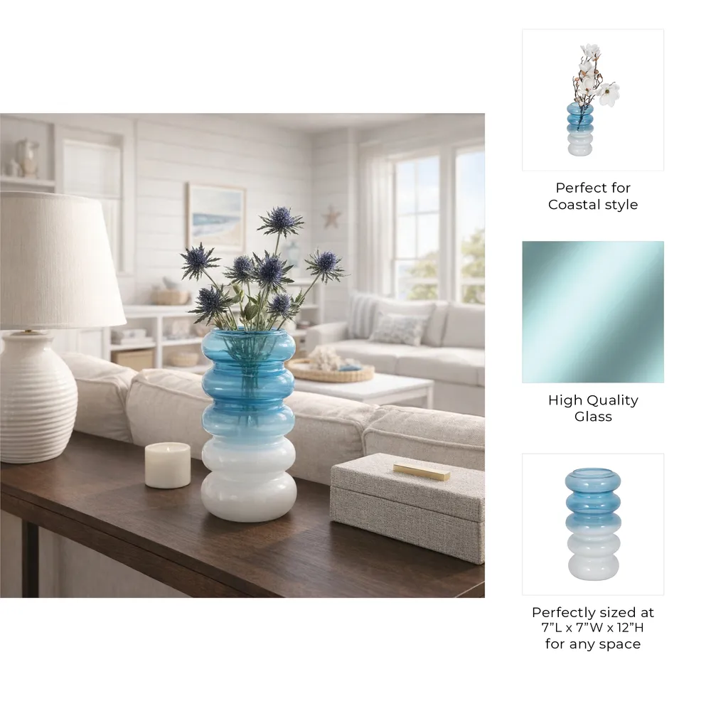 HARLOWFIELD BLUE GLASS VASE 12 (IN)