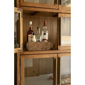 Wood and Metal Display Cabinet with Framed Glass Doors 7