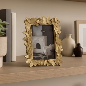 RESIN, 4X6 BUTTERFLIES PHOTO FRAME, GOLD 2