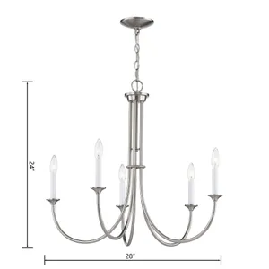 Meadowview 28'' Wide 5-Light Chandelier - Brushed Nickel 3