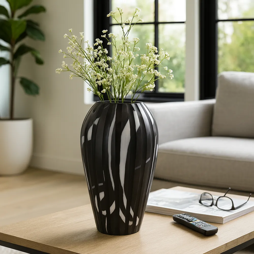 GARFIELDTON BLACK GLASS VASE 19 (IN)
