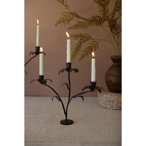 Set of 2 Forged-Iron Triple Taper Candelabras 4
