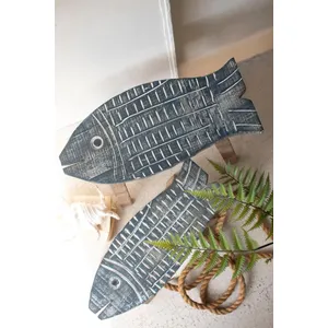 Set of 2 Wooden Fish Stools 2