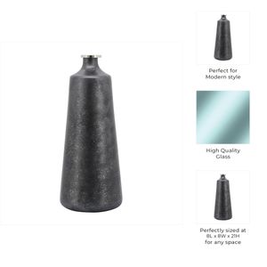 GRISHAMSHAW BLACK GLASS VASE 21 (IN) 8