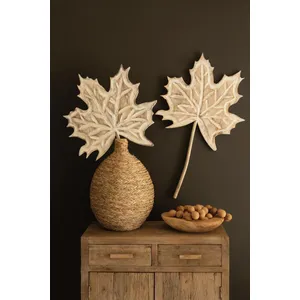 Hand-Carved Paulownia Wood Maple Leaf Wall Art 1