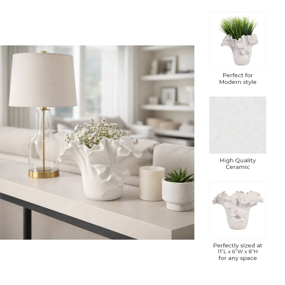 ALDERPORT WHITE VASE 8 (IN)