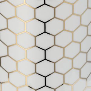 CER, 12" HONEYCOMB JAR W/ LID, GOLD 5