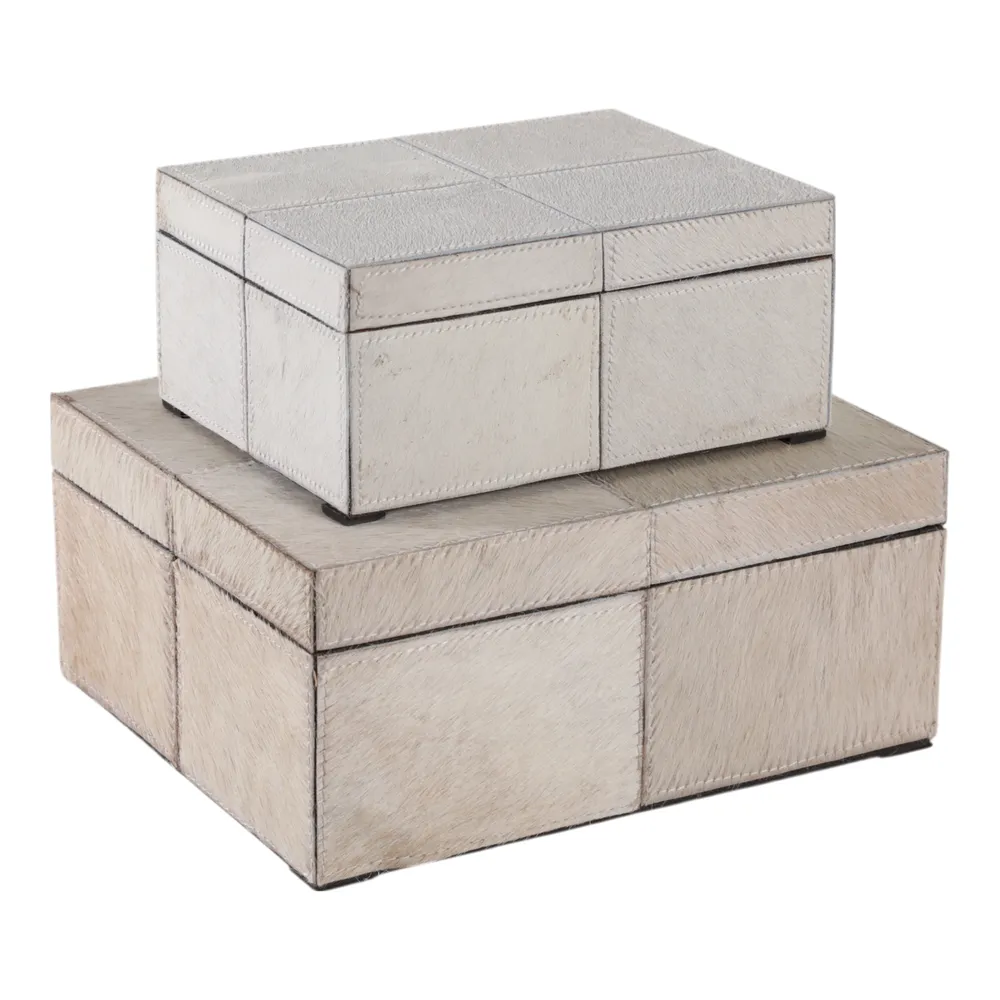 ESSEXLAND SET OF 2 IVORY BOXES 6 (IN)