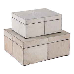 ESSEXLAND SET OF 2 IVORY BOXES 6 (IN) 7