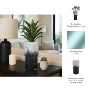 HALEYMOOR BLACK GLASS VASE 12 (IN) 10