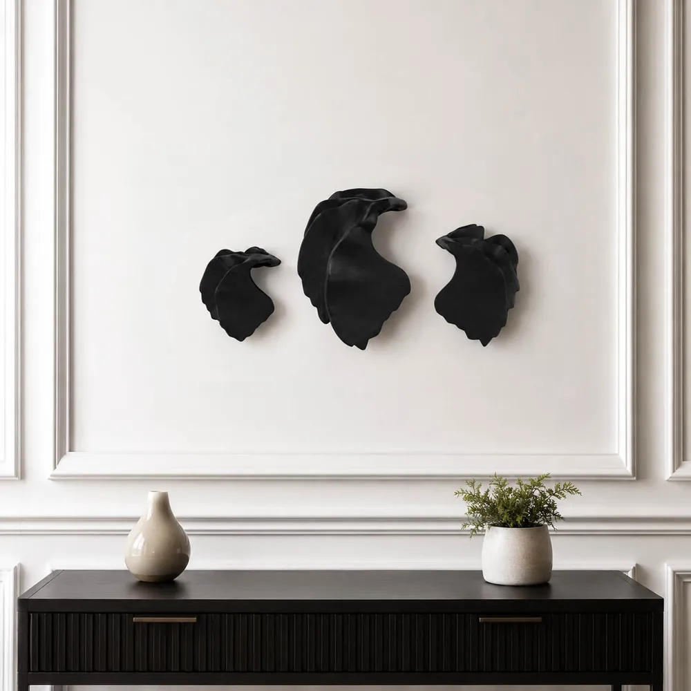 JORDANFORD SET OF 3 BLACK WALL SCULPTURES 11 (IN)