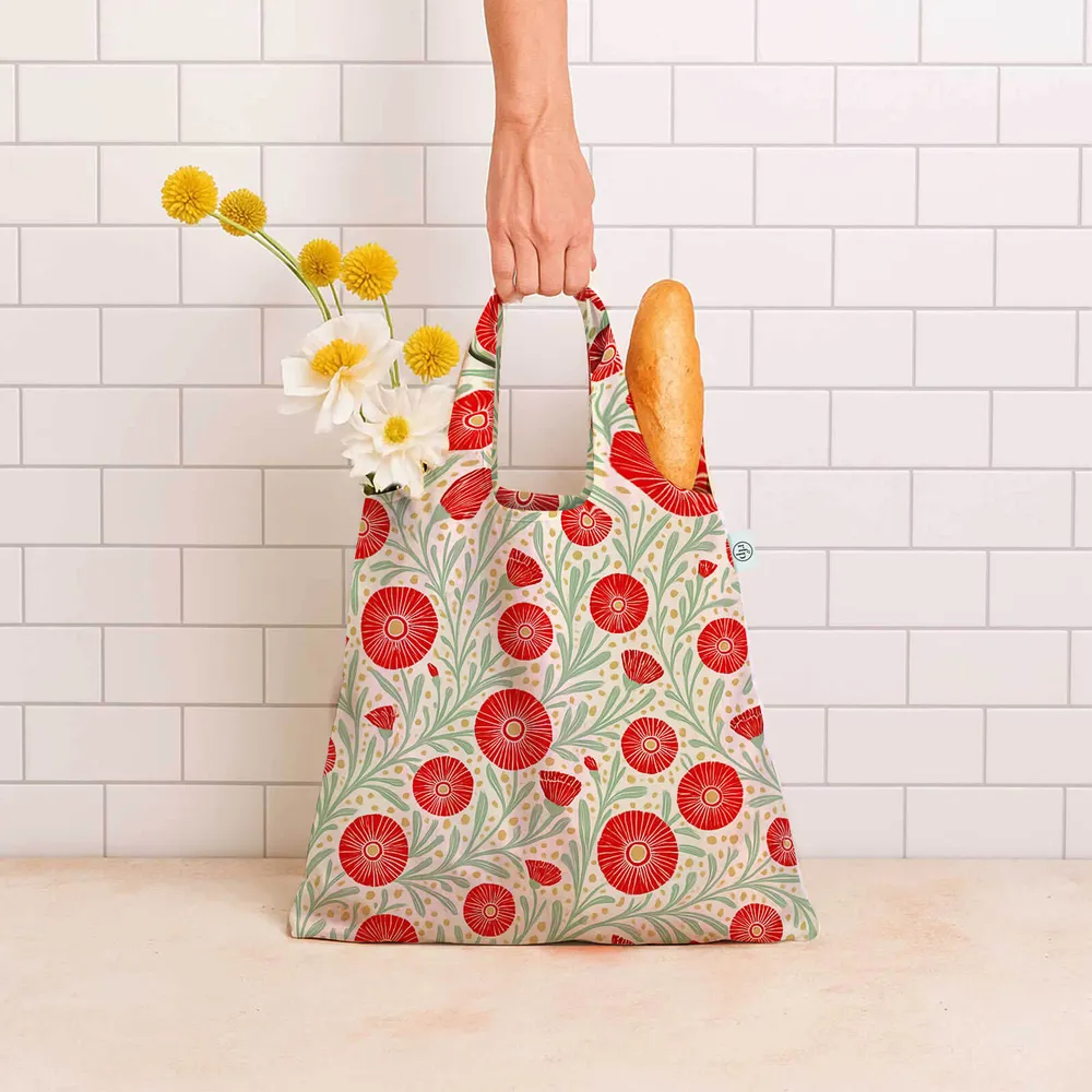 Camellia Bouquet blu Reusable Shopping Bag