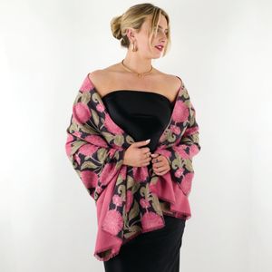 Chrysanthemum Flower Pink Reversible Wrap Scarf 3
