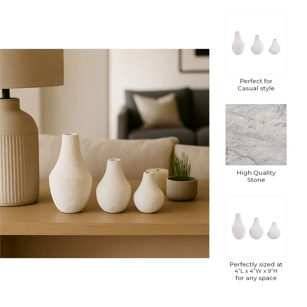 EDMONDFORD SET OF 3 IVORY VASES 9 (IN)