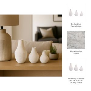 EDMONDFORD SET OF 3 IVORY VASES 9 (IN) 9