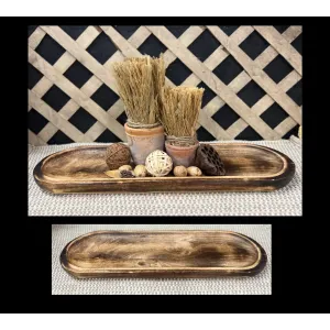 Dark Wood Oval Tray 24x8x1in 5