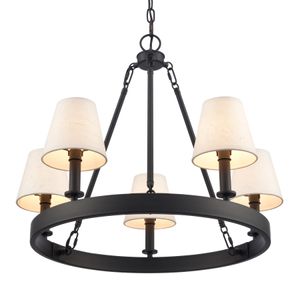Rydell 24.5'' Wide 5-Light Chandelier - Matte Black and Parchment 6