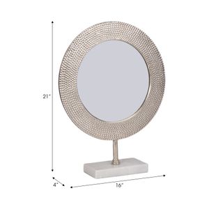 METAL 21" HAMMERED MIRROR ON STAND, SILVER 9