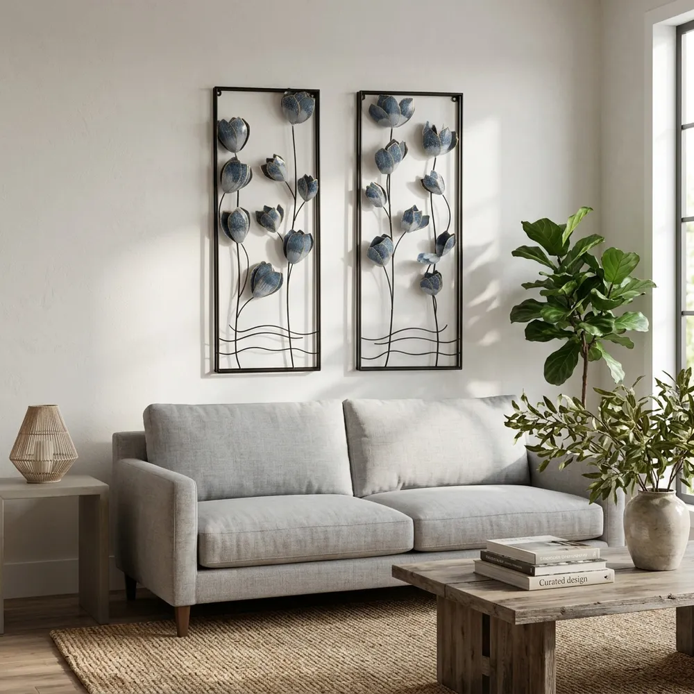 TANNERBEACH SET OF 2 BLUE METAL WALL 32 (IN)