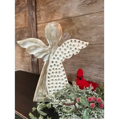 Wooden Beaded Angel 11x9in