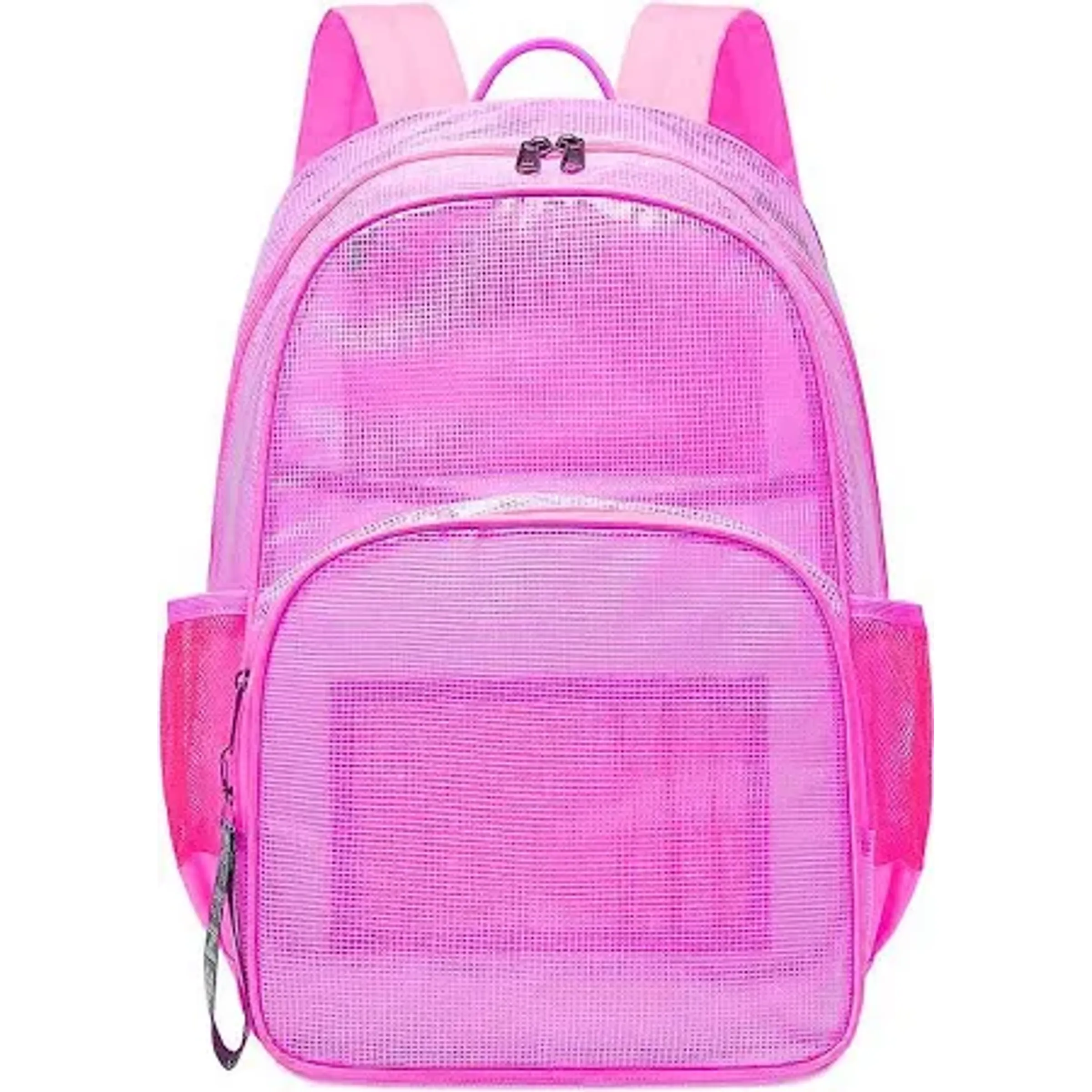 HEAVY NYLON BACKPACK W MESH POCKETS - PINK