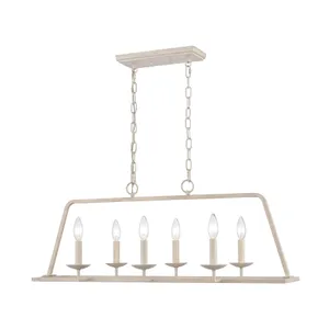 Joanie 34″ Wide 6-Light Linear Chandelier - Antique White 6