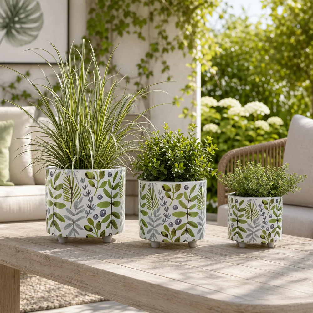 BARNETWORTH SET OF 3 GREEN PLANTER 11 (IN)