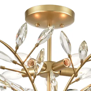 Flora Grace 28'' Wide 5-Light Semi Flush Mount - Champagne Gold 4