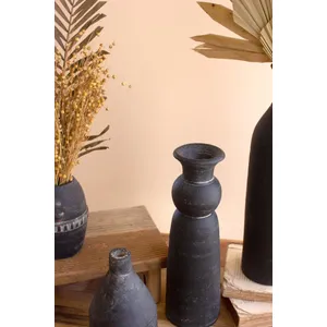 Set of 5 Modern Black Clay Vases 4