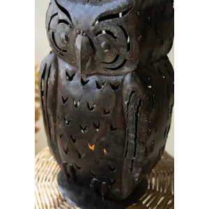 Rustic Iron Owl Luminary 2