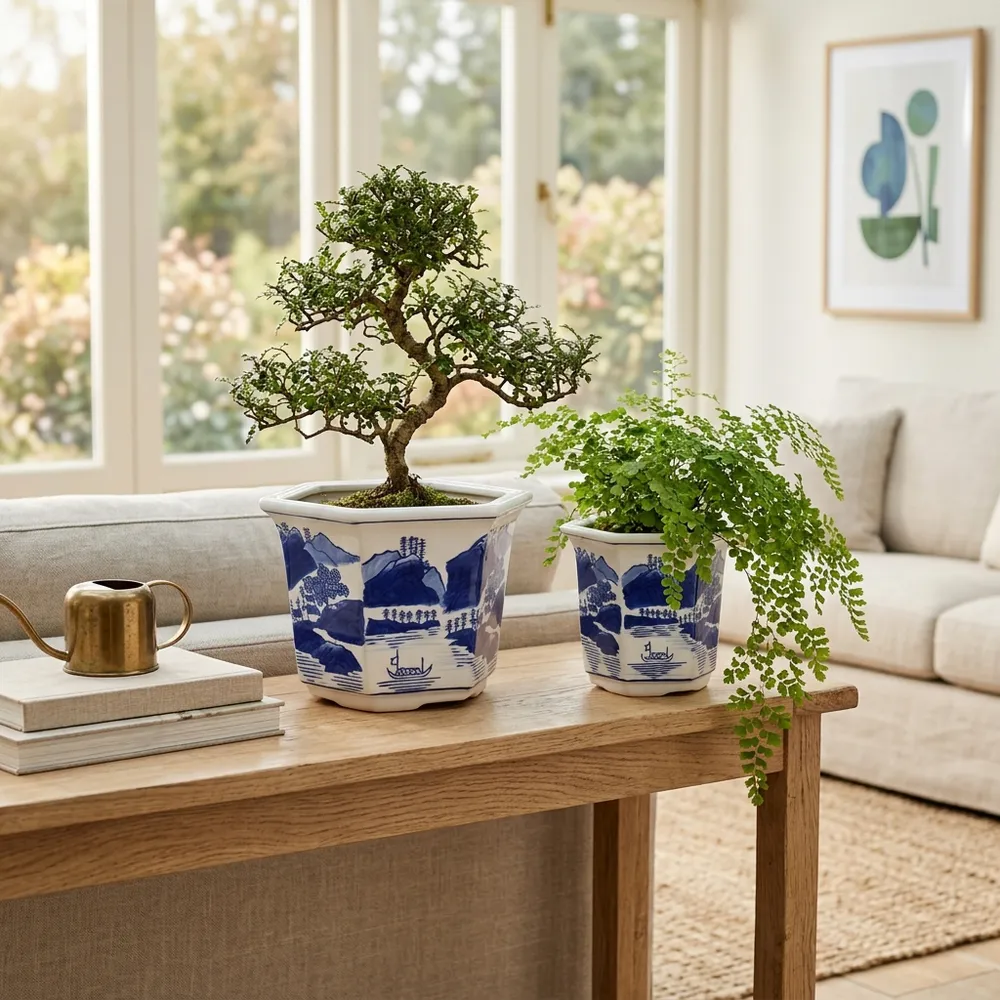 GREERWELL SET OF 2 BLUE PLANTER 6 (IN)