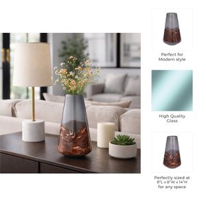 EVERTONVALE BLACK GLASS VASE 14 (IN) 9
