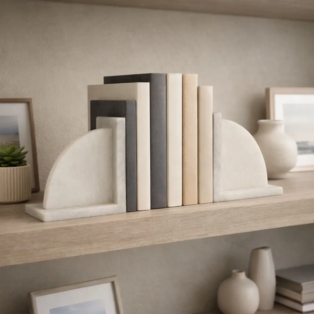 JULIANWIND SET OF 2 WHITE BOOKENDS 6 (IN)