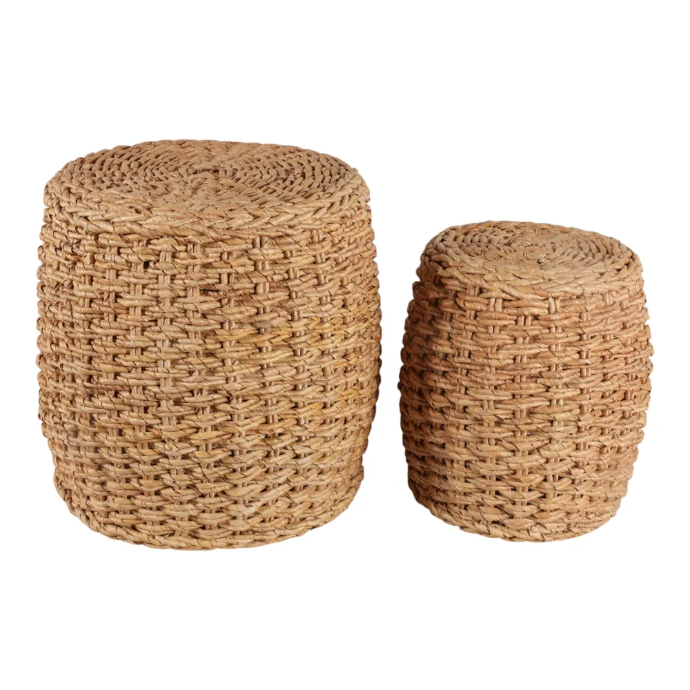 ZANEWELL SET OF 2 TAN OTTOMANS 17 (IN)