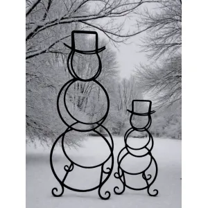Wired Snowman Set of 2 L - 14x10.5x34in S - 10.5x6.5x21in 1