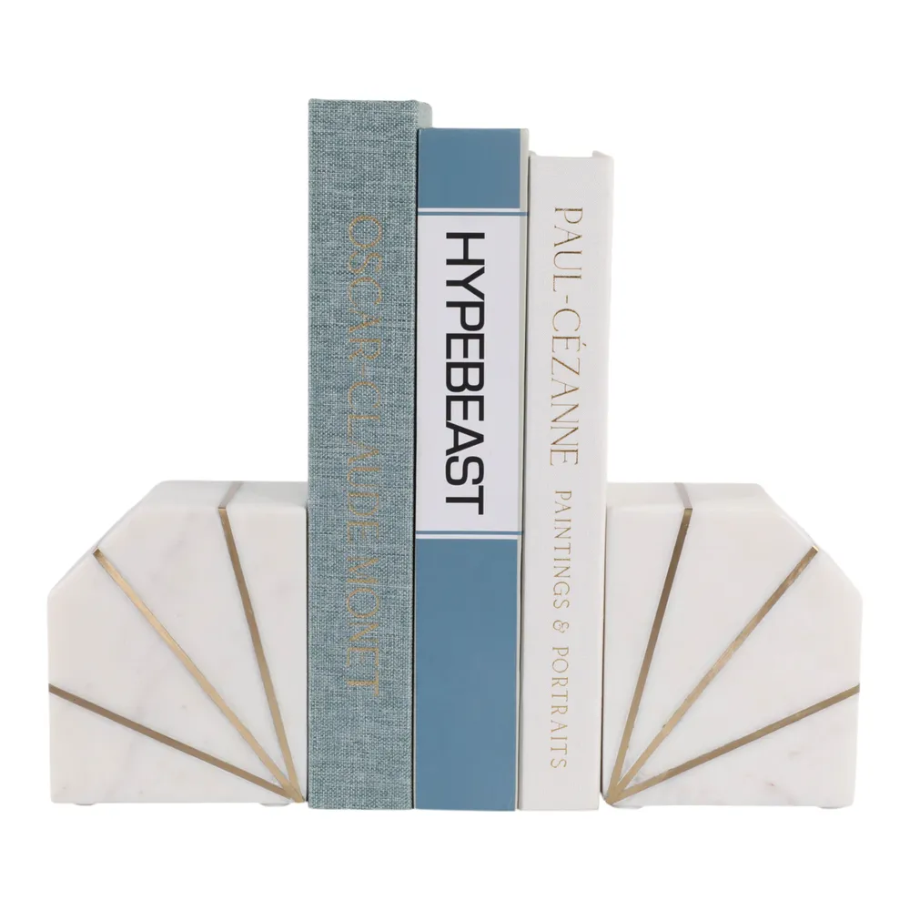 BRUNOCROSS SET OF 2 WHITE BOOKENDS 5 (IN)